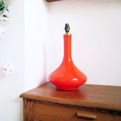 holmegaard orange glass table lamp, 1960s retro