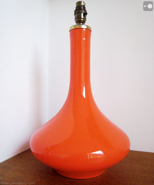 Retro Danish Holmegaard Orange Glass Table Lamp, 1960s