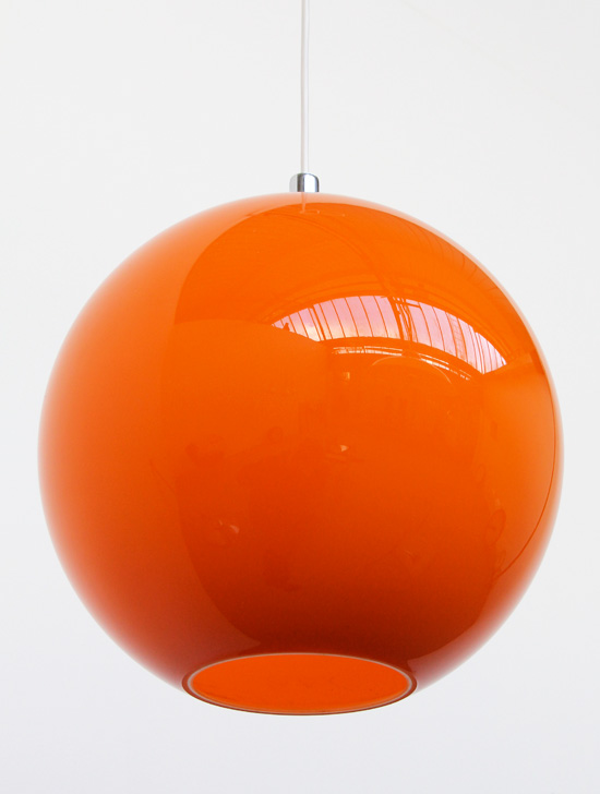 Vintag Orange Glass Lamp Shade Retro 1960's