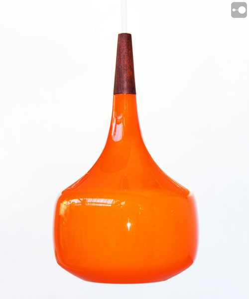 danish orange glass lamp shade 1960 60's