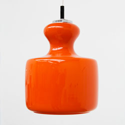 1970s retro orange glass lamp shade, peill & putzler, germany
