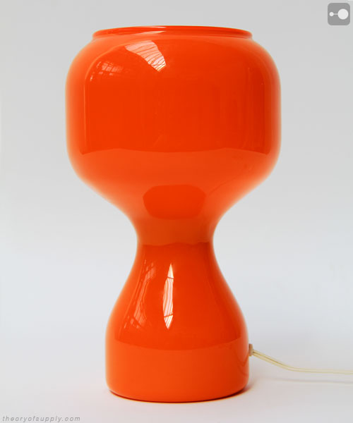 retro orange glass lamp, 1960s italian