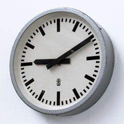GW Factory Clock, Vintage Industrial Clock, Communist East Germany, 1960s