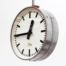 SEL Industrial Clock, Double-Sided Vintage Factory Clock, 1960s