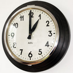 Vintage Industrial Factory Clock - AEG 1950s German - Tinplate
