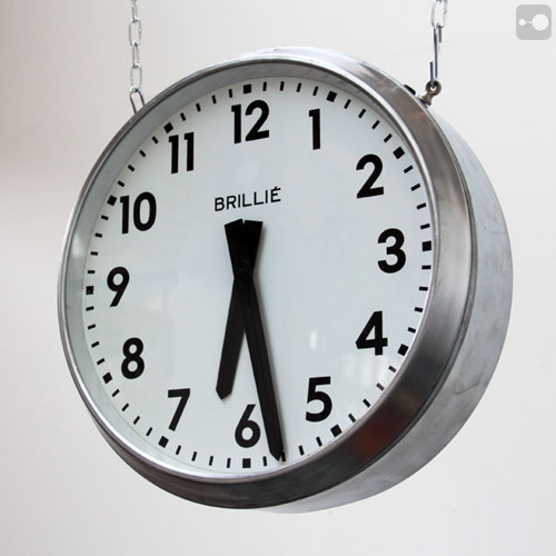 Double Sided Vintage Industrial Clock - Vintage Factory Clock - Brillié - @  Theory Of Supply - For Sale Uk