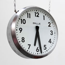 Industrial Clock, Brillie Double Sided French Factory Clock