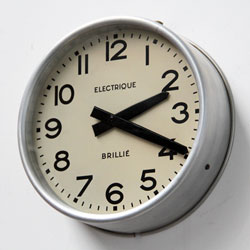 Brillie Industrial Clock, Vintage French Factory Clock