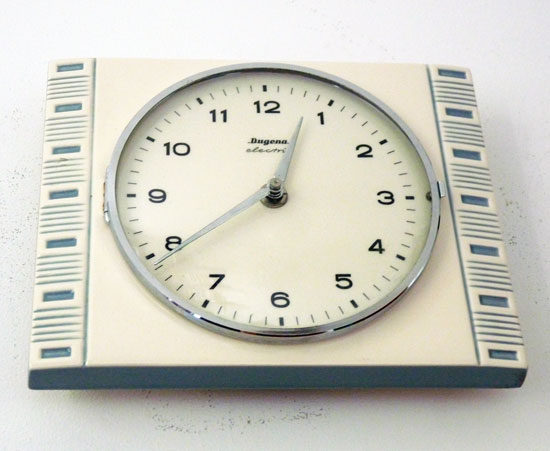 Dugena Electric 1960 Ceramic German Kitchen Clock