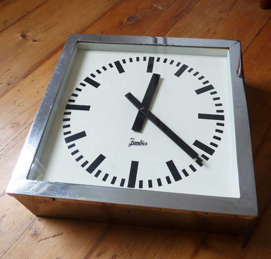 JUNDES Chrome Clock VIntage Industrial Factory 1930