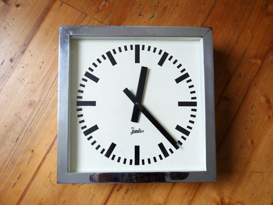 JUNDES Chrome Clock VIntage Industrial Factory 1930